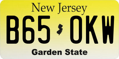 NJ license plate B65OKW
