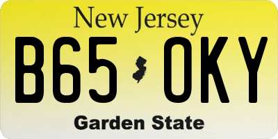 NJ license plate B65OKY