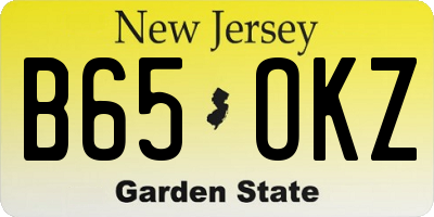 NJ license plate B65OKZ