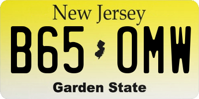 NJ license plate B65OMW