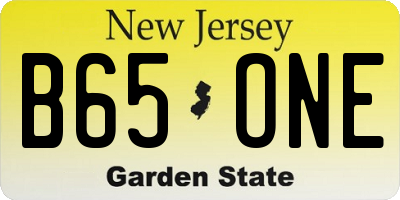 NJ license plate B65ONE
