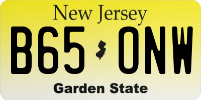 NJ license plate B65ONW