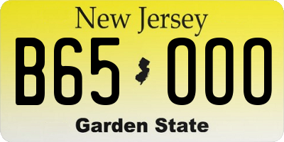NJ license plate B65OOO