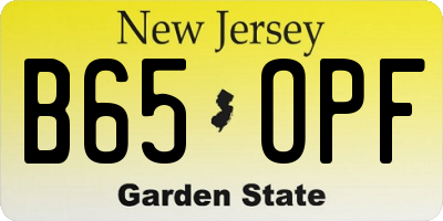 NJ license plate B65OPF