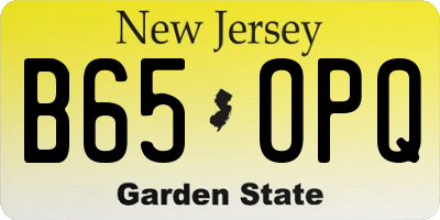NJ license plate B65OPQ