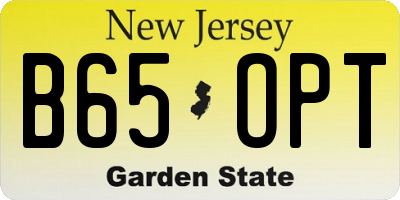 NJ license plate B65OPT