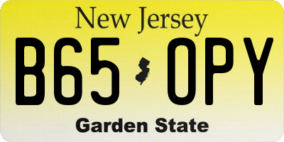 NJ license plate B65OPY