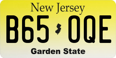 NJ license plate B65OQE