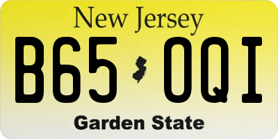 NJ license plate B65OQI