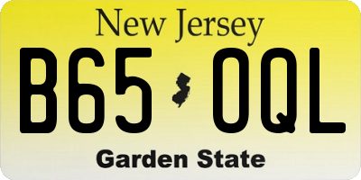 NJ license plate B65OQL