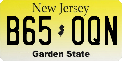 NJ license plate B65OQN