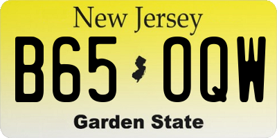 NJ license plate B65OQW