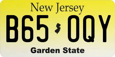 NJ license plate B65OQY
