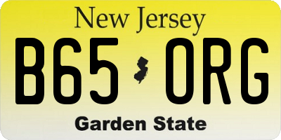 NJ license plate B65ORG