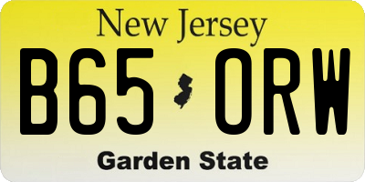 NJ license plate B65ORW
