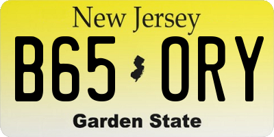 NJ license plate B65ORY
