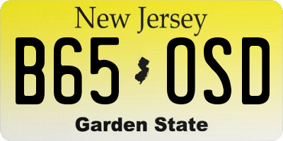 NJ license plate B65OSD