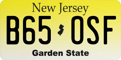 NJ license plate B65OSF