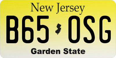 NJ license plate B65OSG