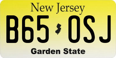 NJ license plate B65OSJ