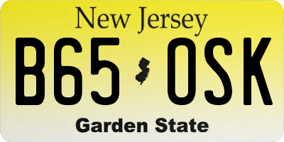 NJ license plate B65OSK