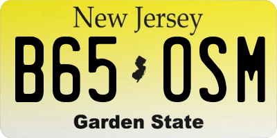 NJ license plate B65OSM