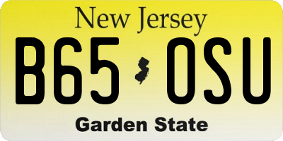 NJ license plate B65OSU