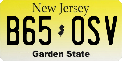 NJ license plate B65OSV