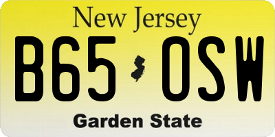 NJ license plate B65OSW