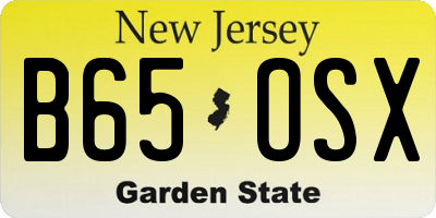 NJ license plate B65OSX