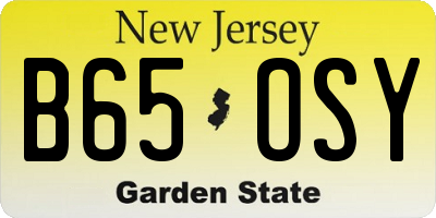 NJ license plate B65OSY