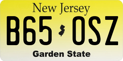 NJ license plate B65OSZ