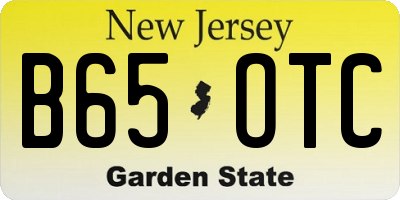 NJ license plate B65OTC