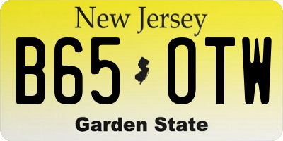 NJ license plate B65OTW