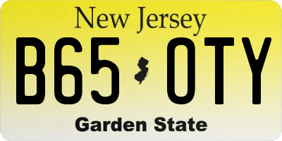 NJ license plate B65OTY
