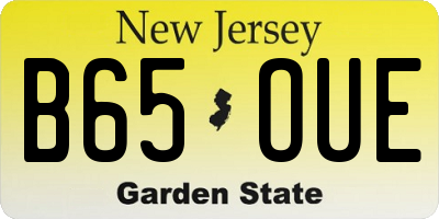 NJ license plate B65OUE
