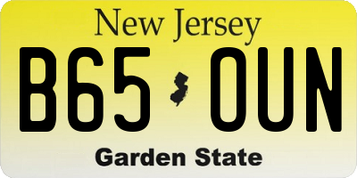 NJ license plate B65OUN