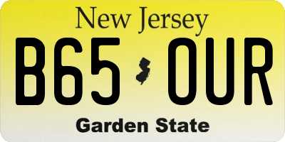 NJ license plate B65OUR