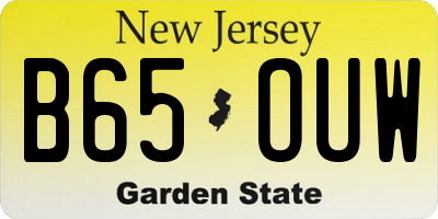 NJ license plate B65OUW