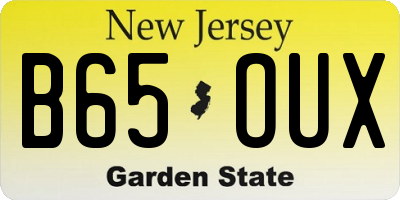 NJ license plate B65OUX