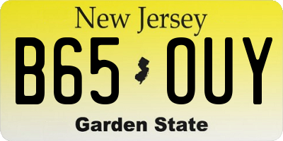 NJ license plate B65OUY