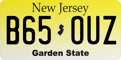 NJ license plate B65OUZ