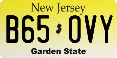 NJ license plate B65OVY