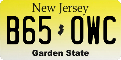 NJ license plate B65OWC