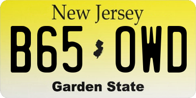 NJ license plate B65OWD