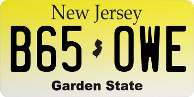 NJ license plate B65OWE