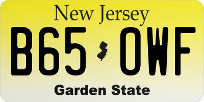 NJ license plate B65OWF