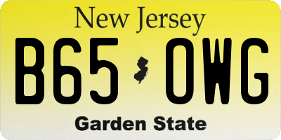 NJ license plate B65OWG