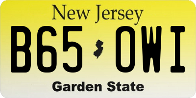 NJ license plate B65OWI