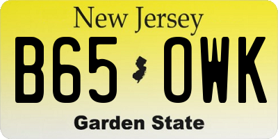 NJ license plate B65OWK